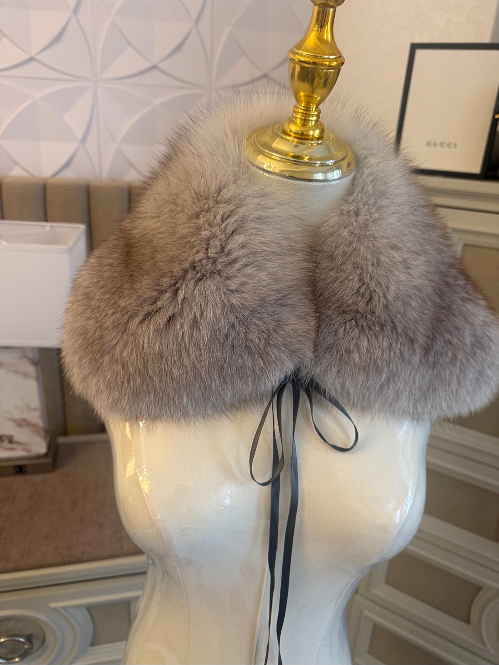 Blue fox fur collar